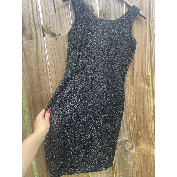 Vintage 80s Beaded 100% Silk Cocktail Dress Mark & John by Gopal Size Small - Picture 3 of 6